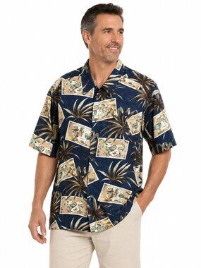 St. John's Bay Island Style Button Front Hawaiian Shirt